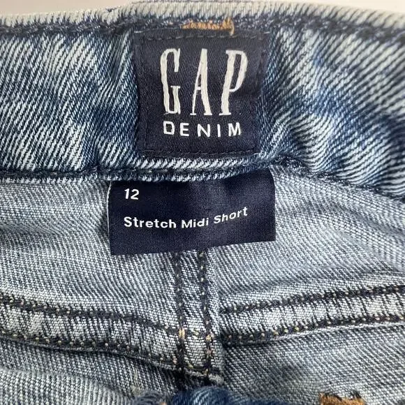 Girl's GAP Denim Stretch Midi Jean Shorts Size 12 - Picture 2 of 6